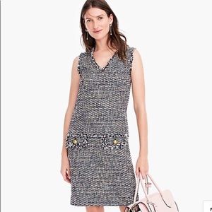 NWT J.Crew V-neck fringe dress in metallic tweed